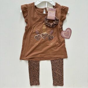 Btween Girls Brown Unicorn Heart Outfit for Size 6